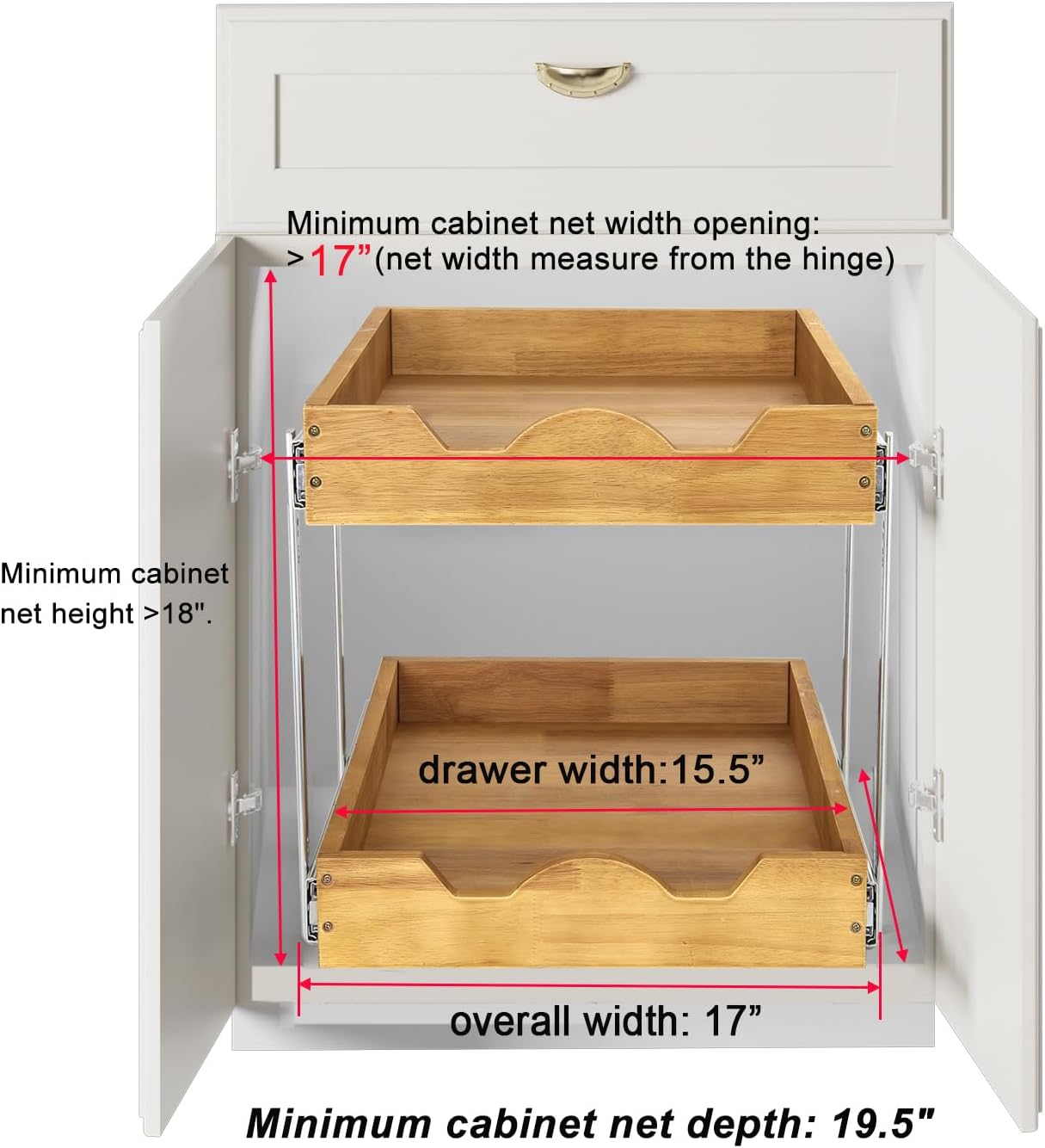 Warm Oak 2 Tier Pull-Out Cabinet Organizer