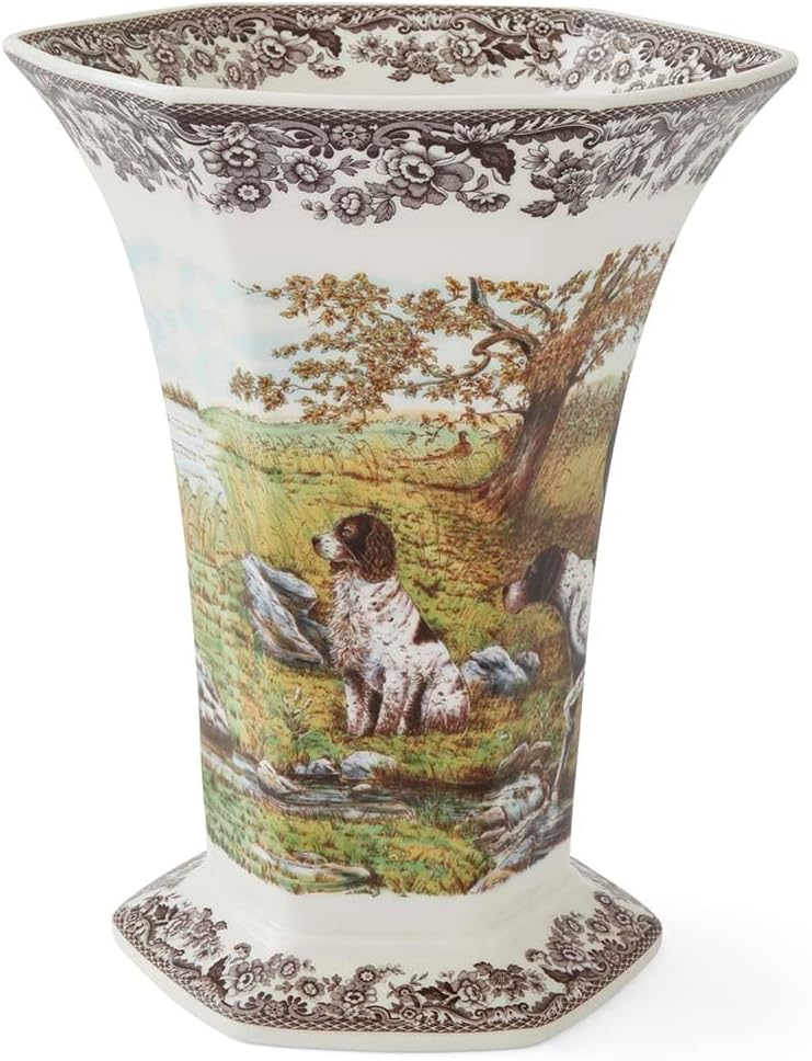Spode Woodland Hunting Dog Porcelain Vase - Classic English Country Decor