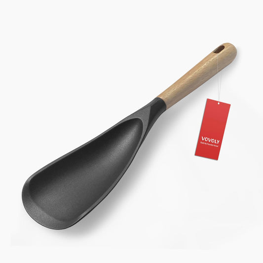 Modern Silicone Cooking Spook with Wooden Handle