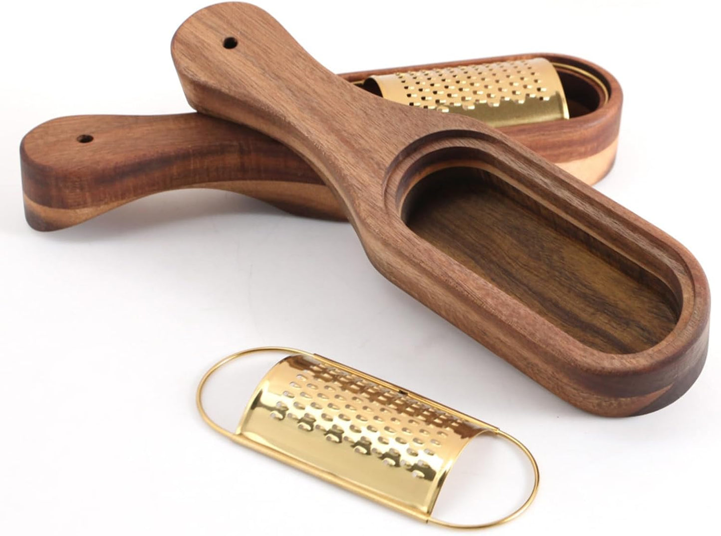 Acacia Wood Cheese Grate with Storage container | Stainless Steel Handheld Parmesan, Citrus & Chocolate Grater