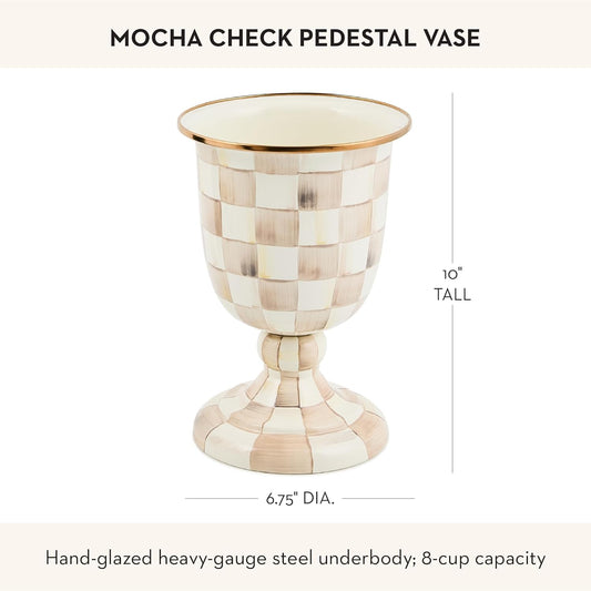 MacKenzie-Child Inspired Mocha Check Pedestal Vase