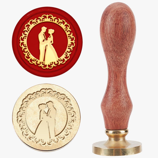 Vintage Wedding Wax Seal Stamp | Romantic Bride & Groom Brass Seal