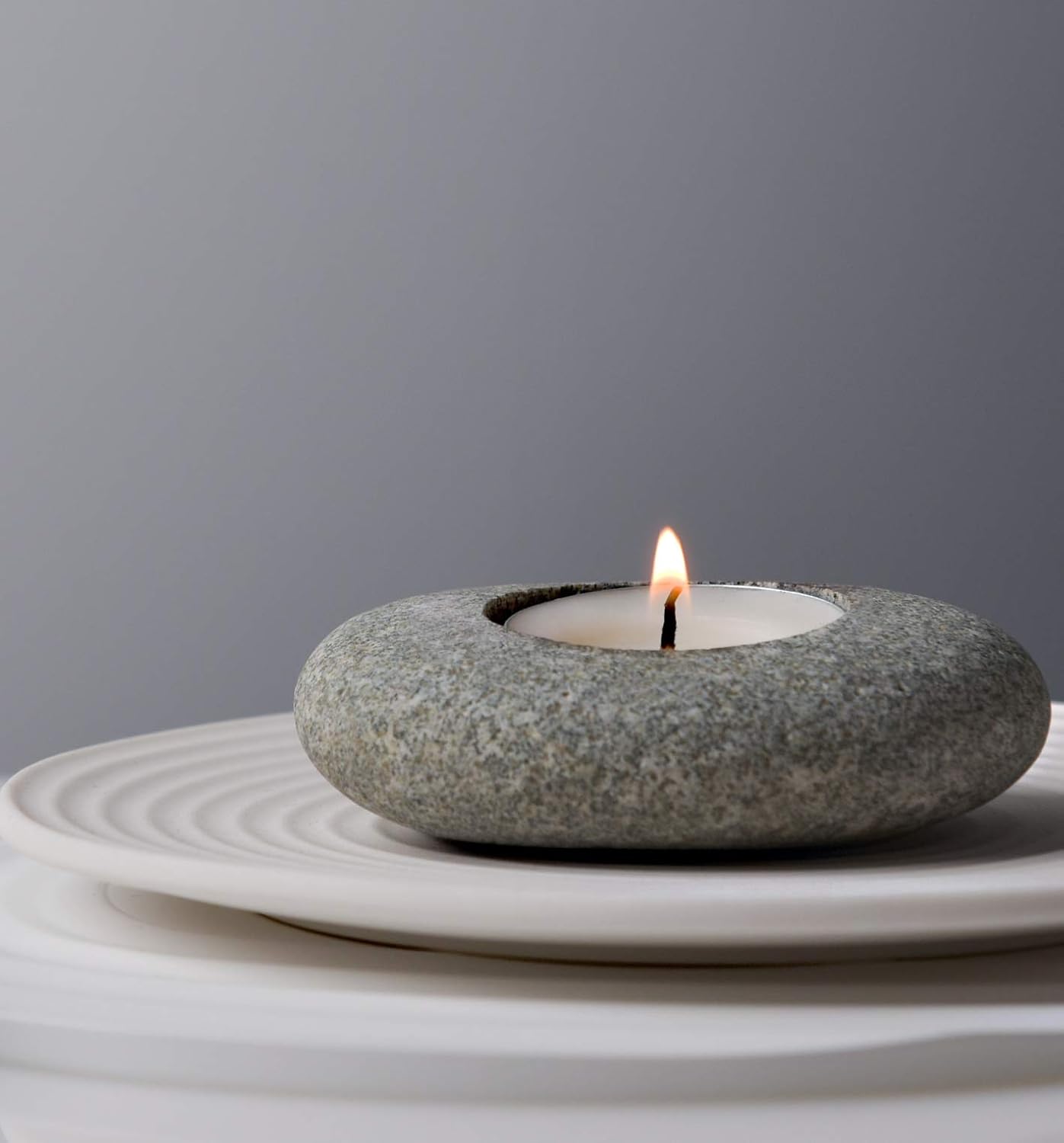Natural Pebble Tea Light Candle Holder