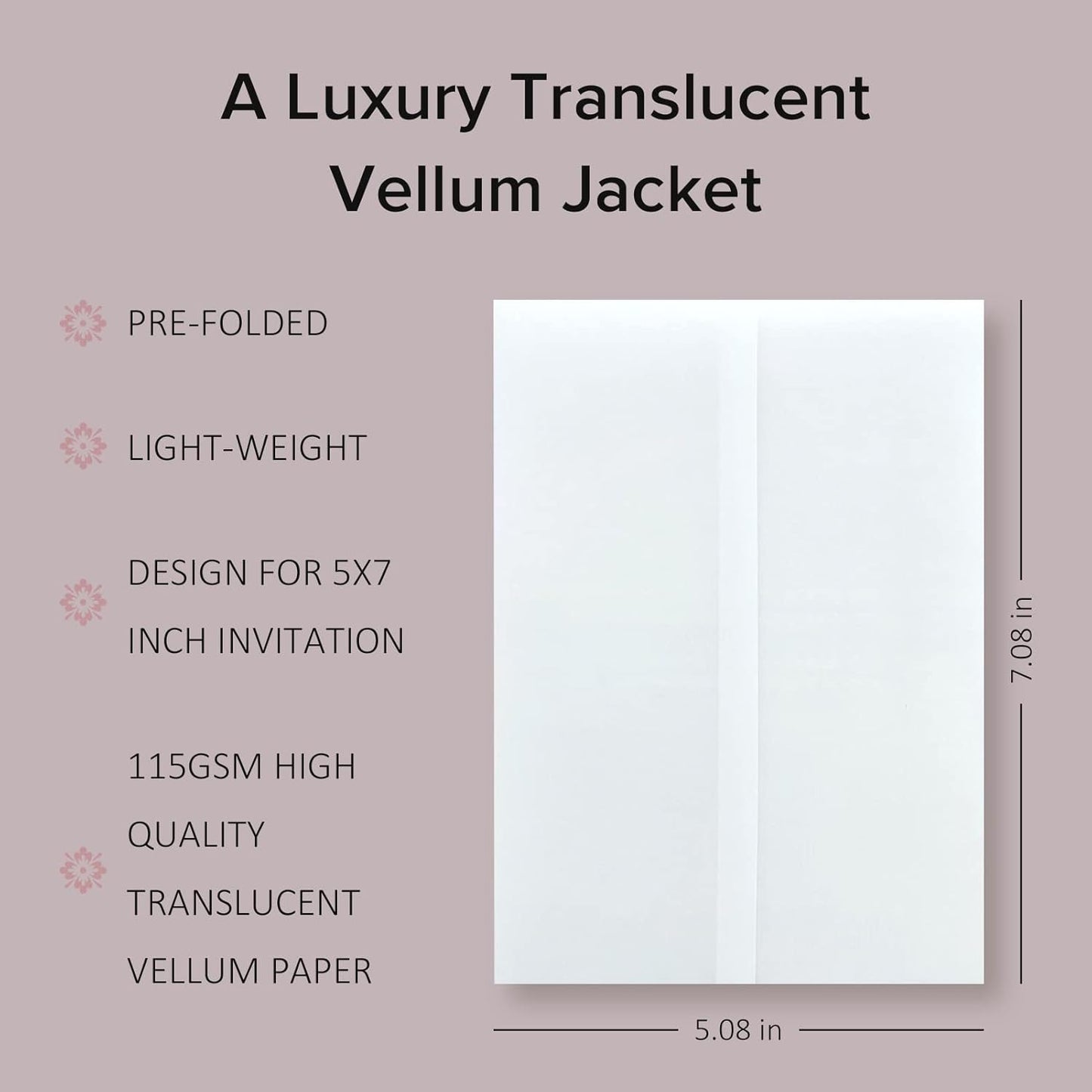 Luxury Clear Vellum Invitation Jackets for 5x7 Wedding Invitations