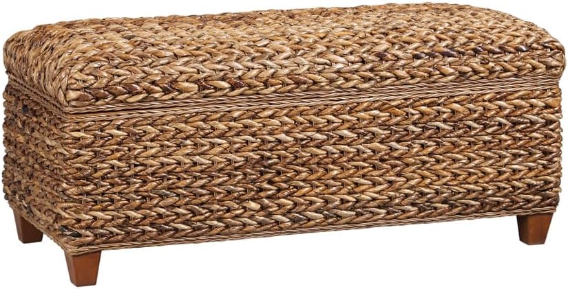 Woven Coastal Storage Bench