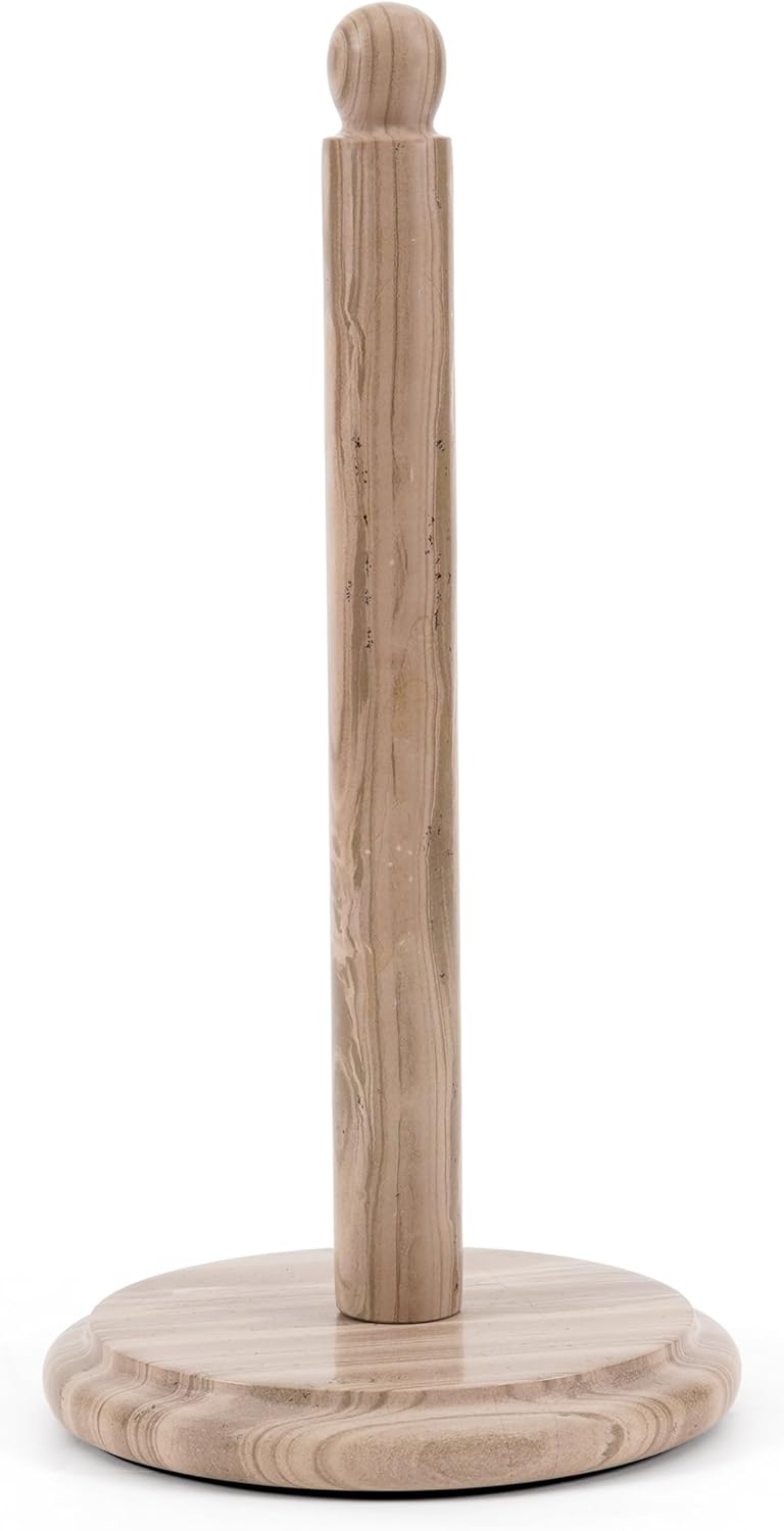 Natural Marble & Wood Paper Towel Holder