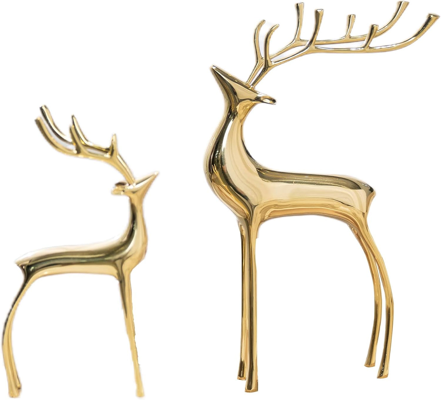 Elegant Gold Reindeer Figurines - Set of 2