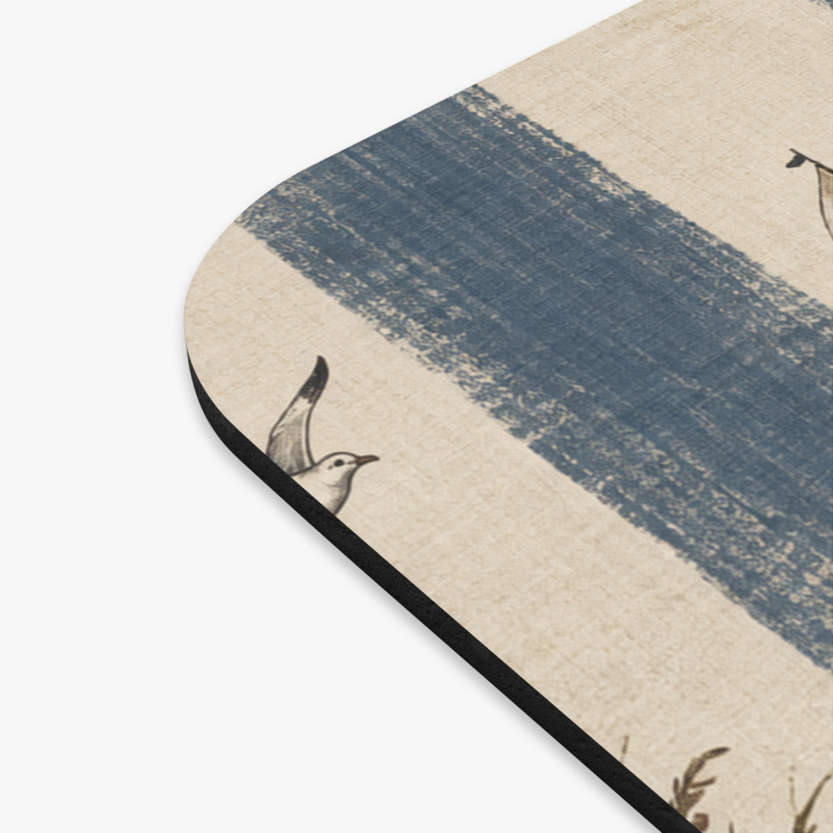 Sails & Seagulls | Coastal Striped Mouse Pad (Rectangle)
