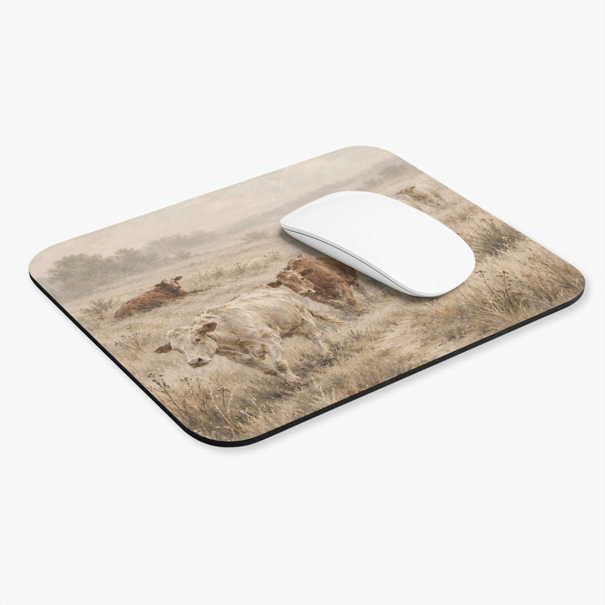 The Cow March | Neutral Western Farmhouse Mouse Pad (Rectangle)