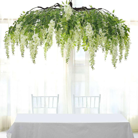 Cream Wisteria Hanging Flora Chandelier Canopy