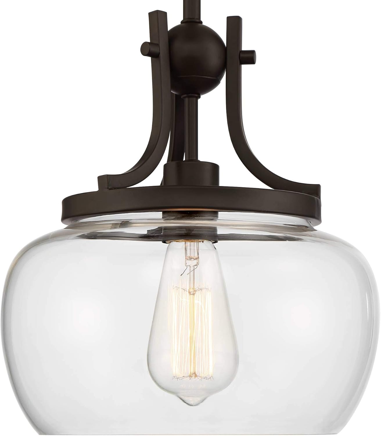 Regency Hill Kristov Bronze Mini Pendant Light - Rustic Farmhouse Clear Glass Kitch Island Lighting