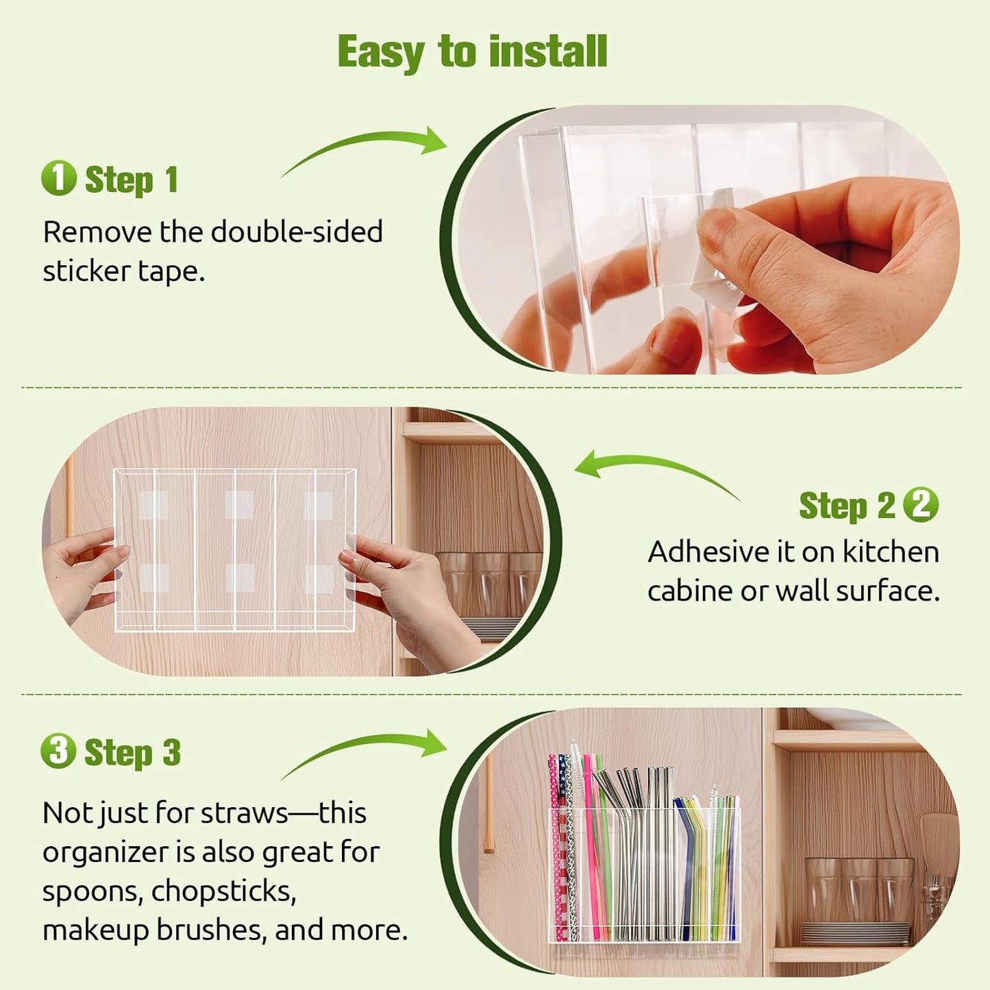 Acrylic Straw Organizer for Cabinet Doors