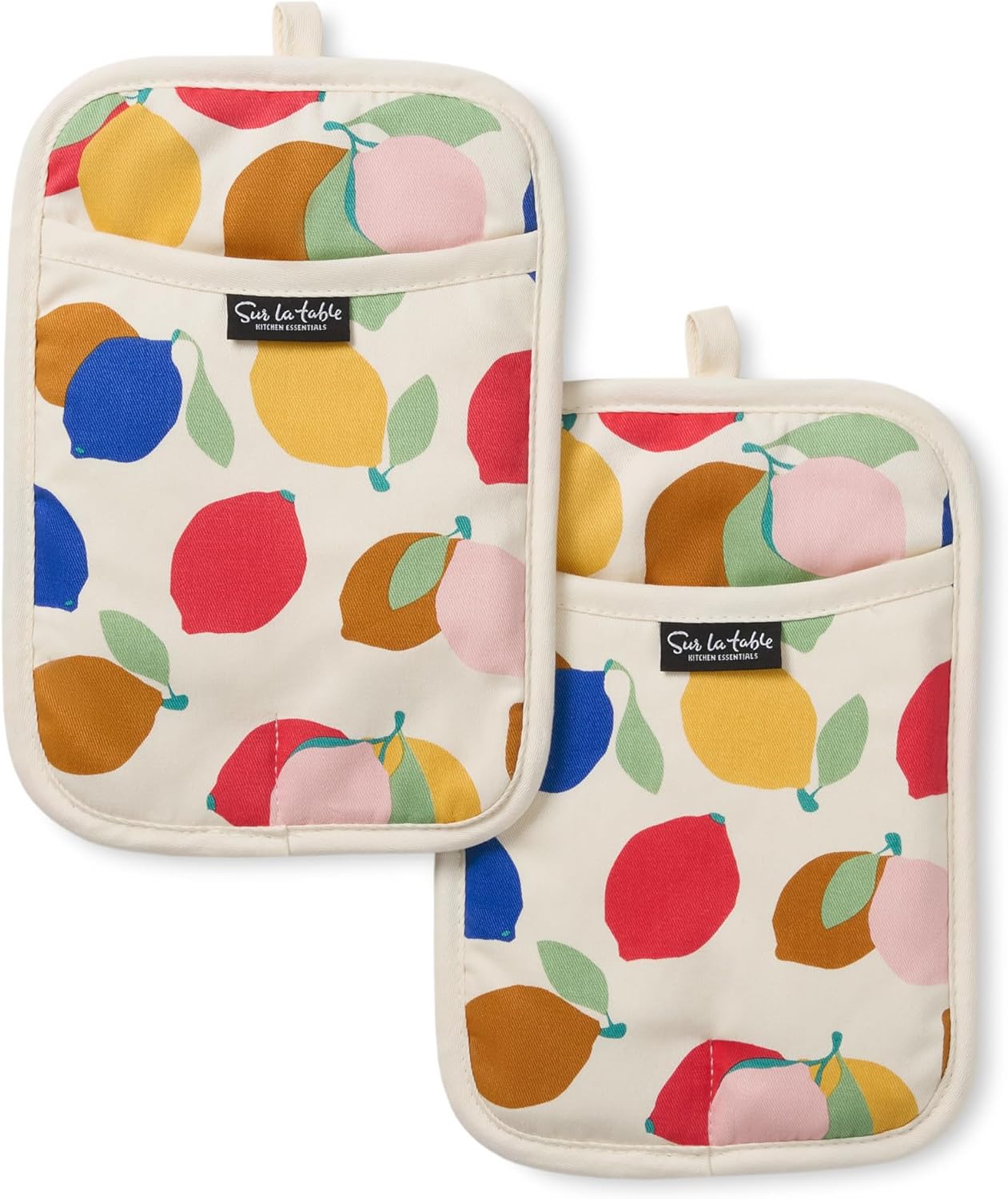 SUR LA Lemon Zest Citrus Fruit Potholder Set