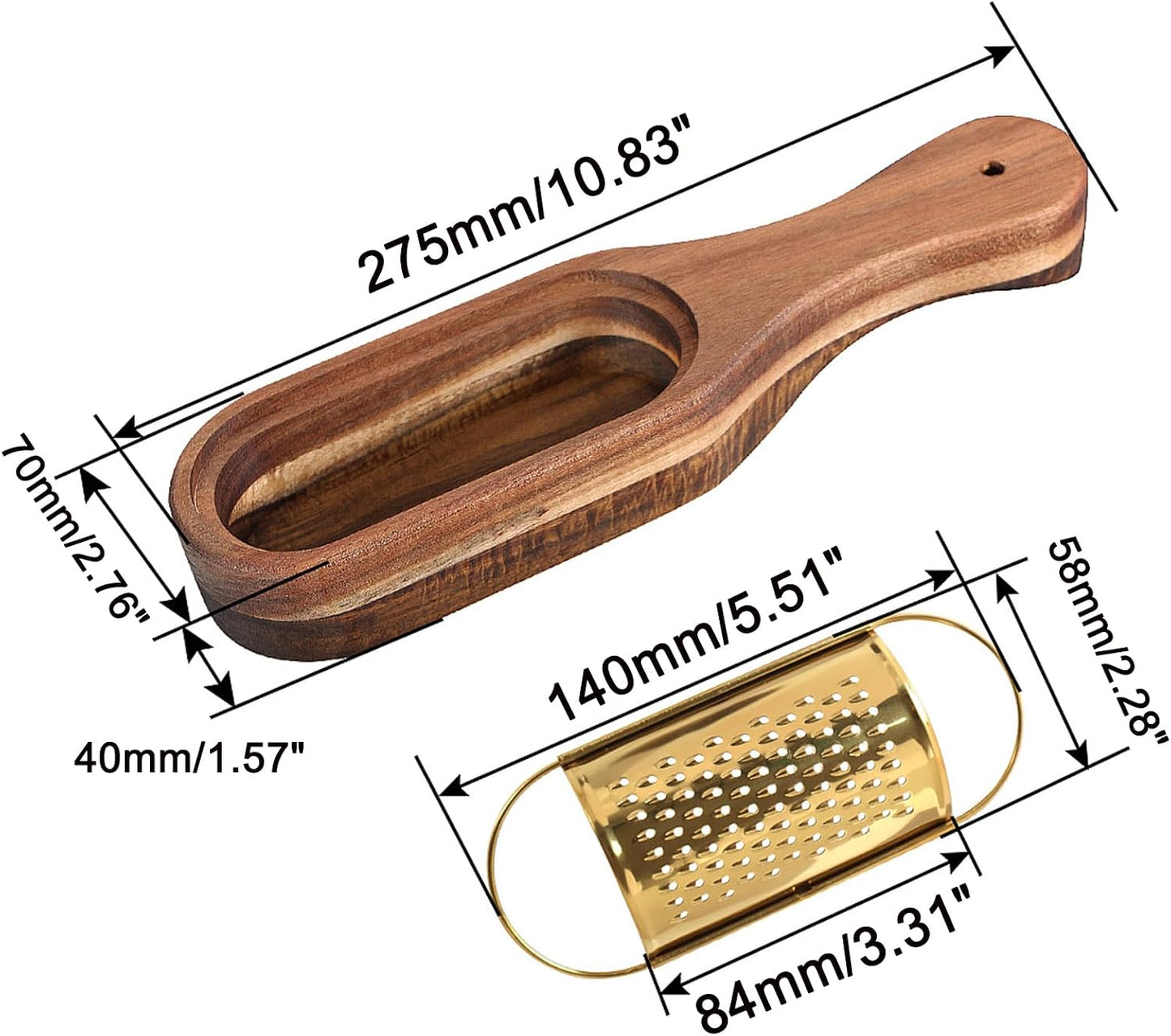 Acacia Wood Cheese Grate with Storage container | Stainless Steel Handheld Parmesan, Citrus & Chocolate Grater