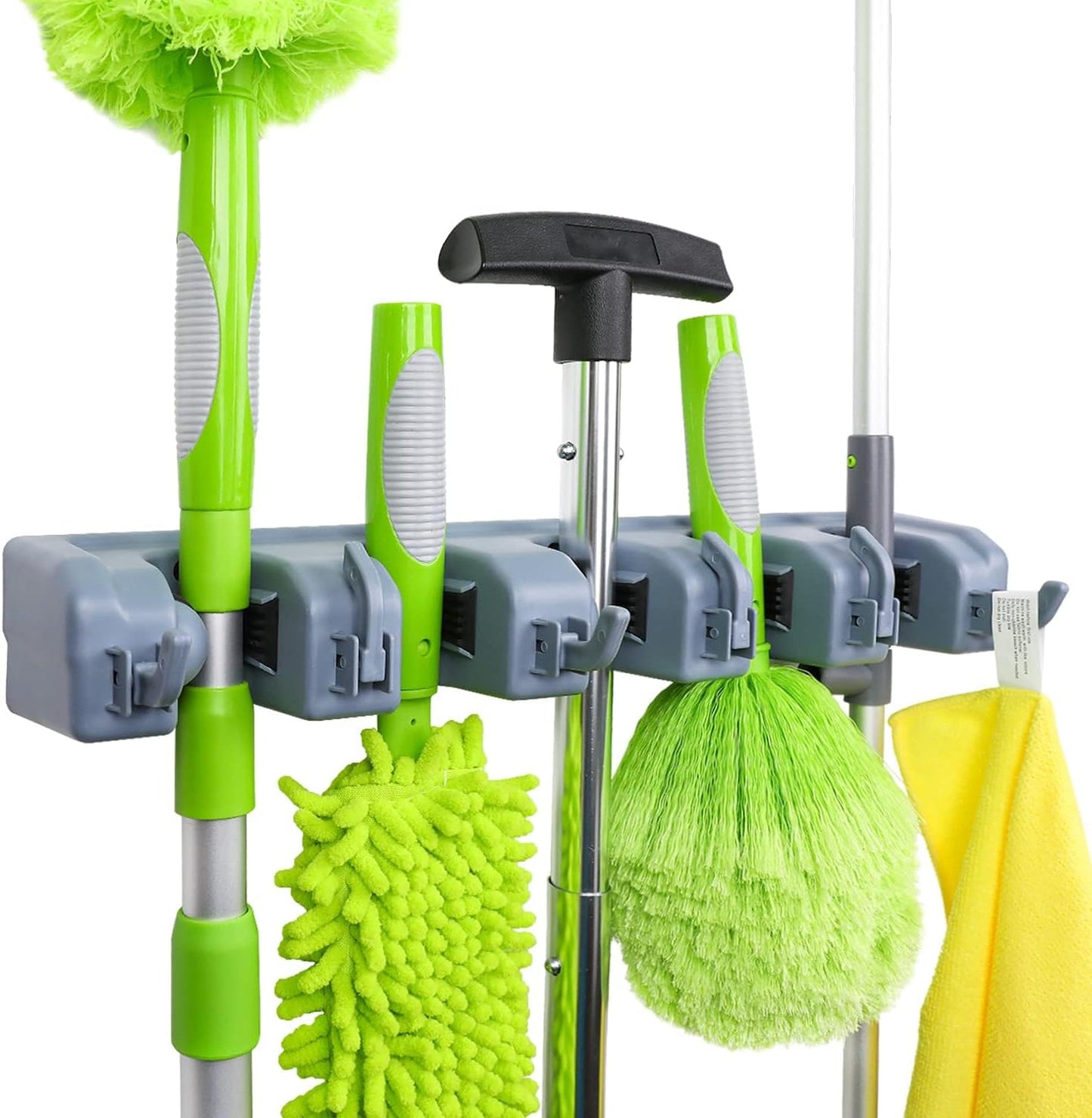 Heavy-Duty Wall Mount Broom & Mop Organizer Rack