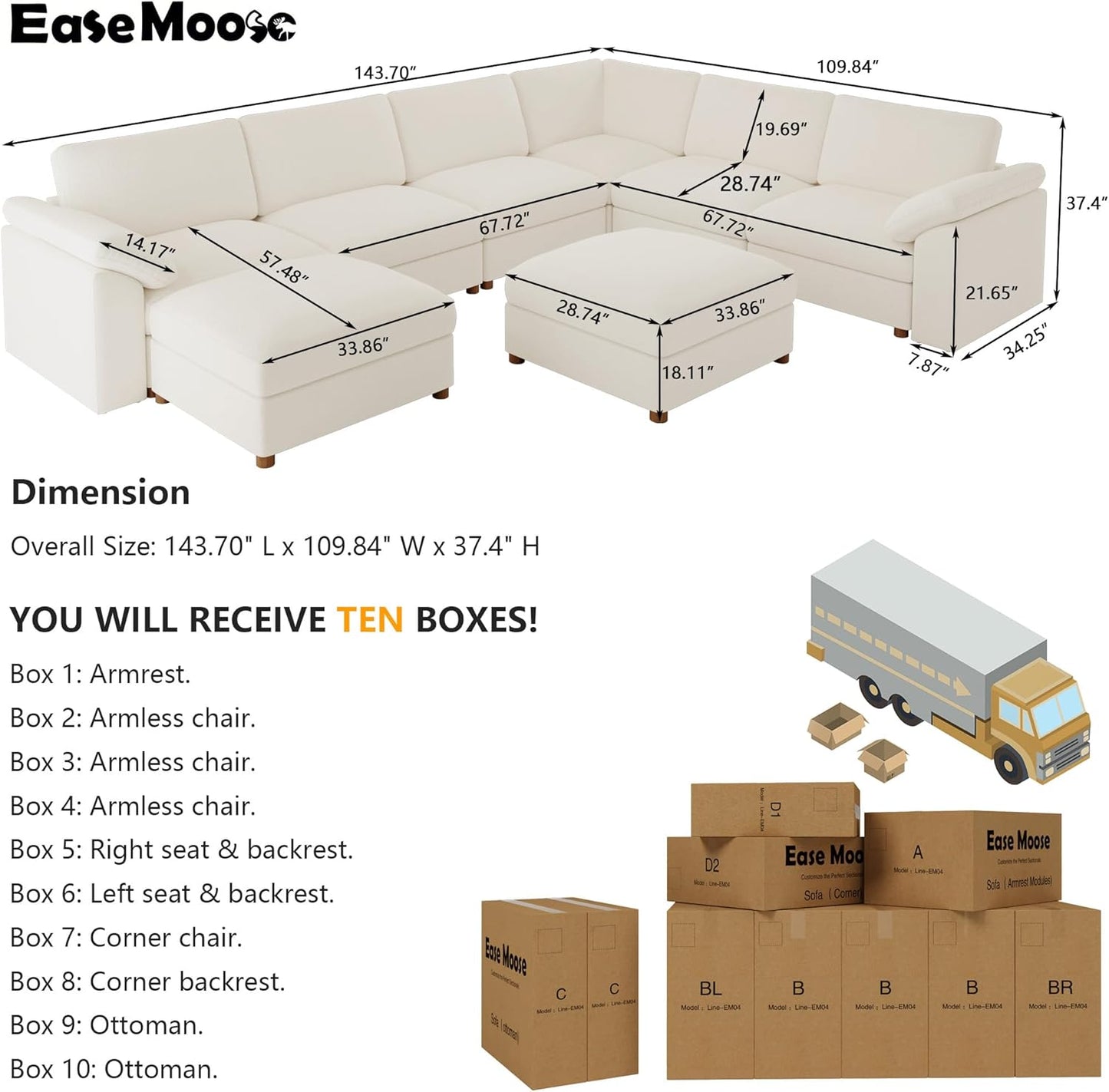 Luxury White Modular Cloud Sectional Sofa | Oversized Deep Seat U-Shaped Couch