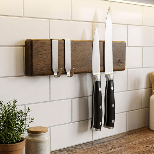Modern Acacia Wood Magnetic Knife Holder | Space-Saving Kitchen Organization