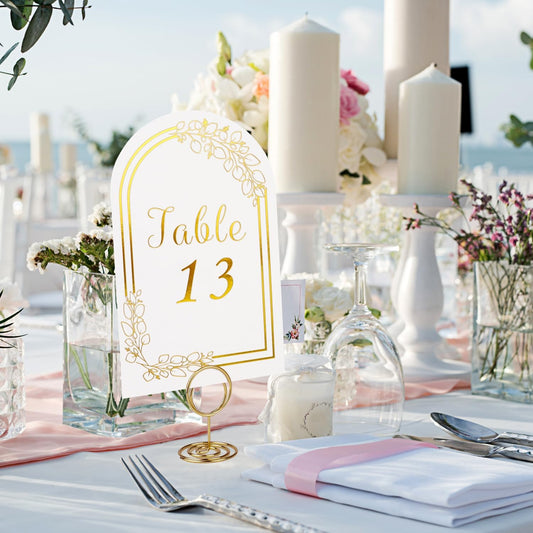 Wedding Table Numbers with Gold Holders