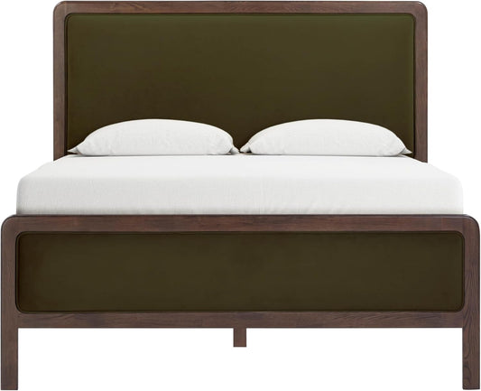 Forest Green Velvet Upholstered Queen Bed Fram | Modern Luxury Bedroom Furniture | Tov Furniture Hella Collection
