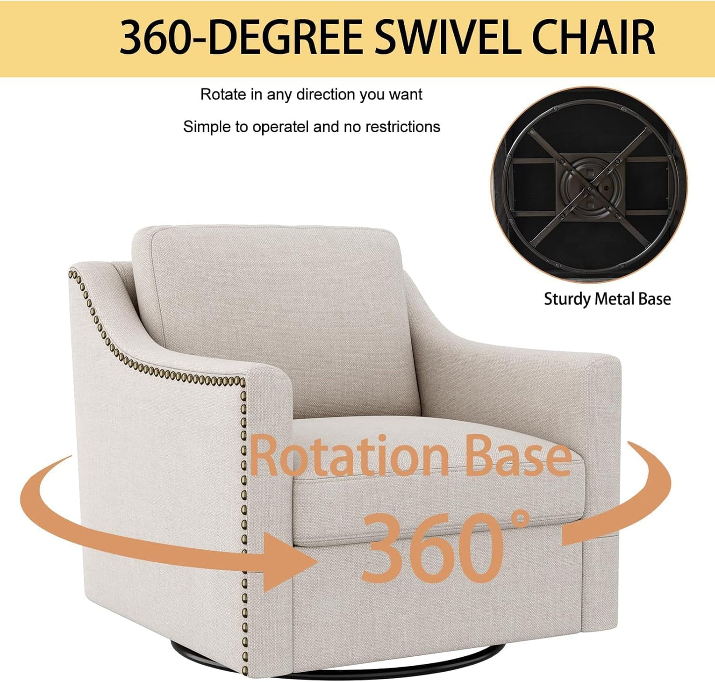 Modern Farmhouse Swivel Chairs in Cream