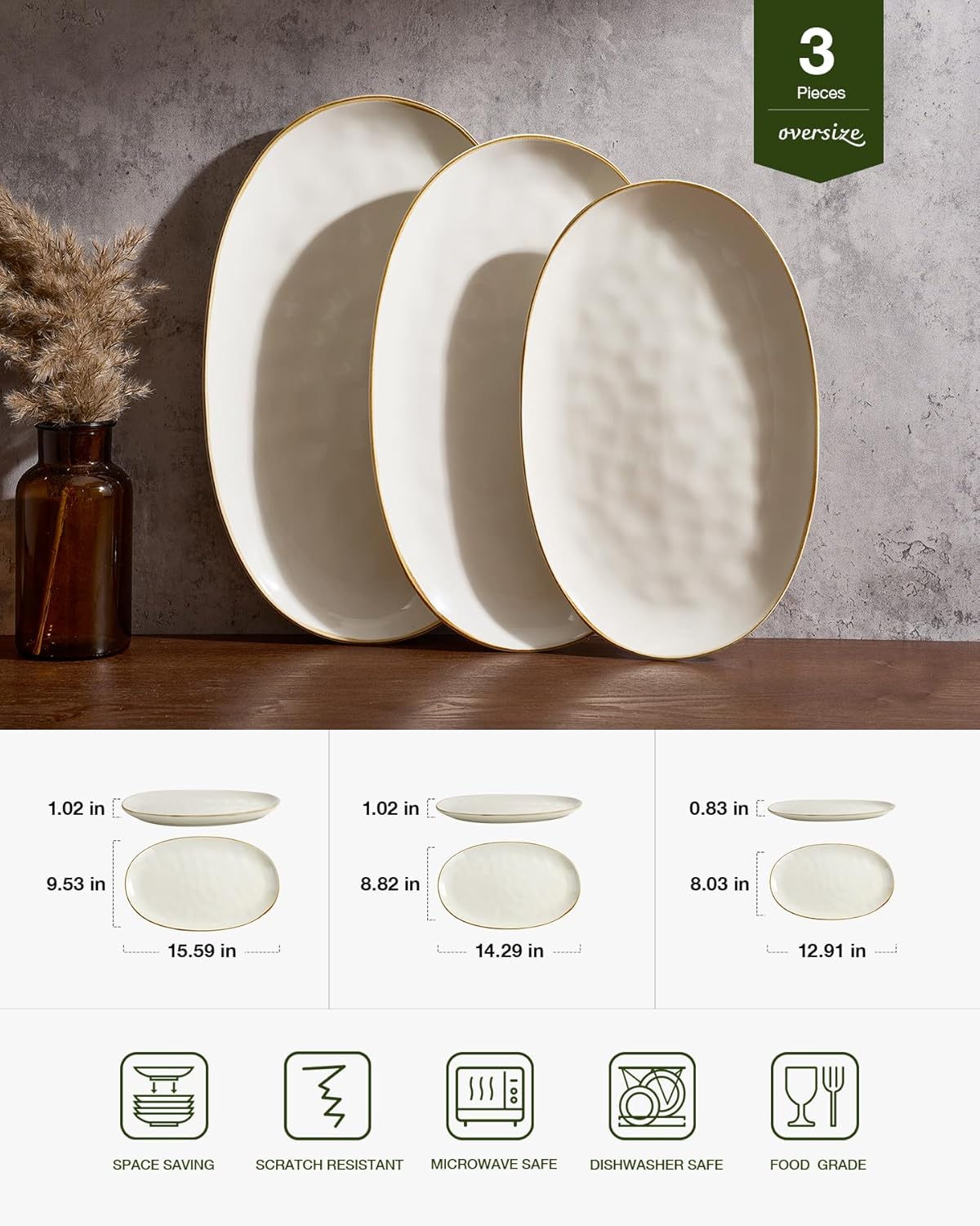 Farmhouse Stoneware Serving Platter Set