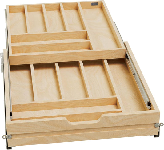 Rev-A-Shelf Two-Tier Maple Cutlery Drawer Organizer
