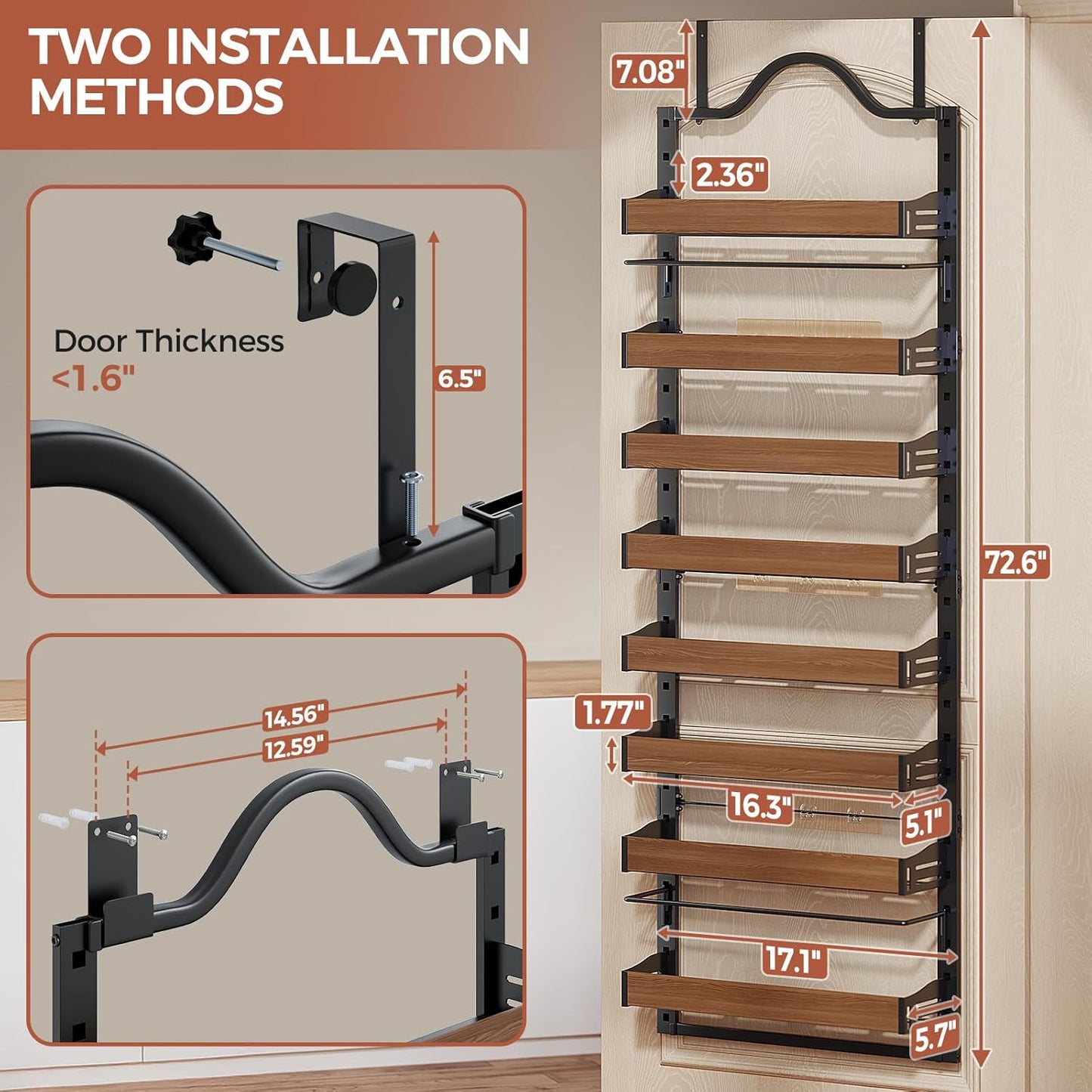 8-Tier Pantry Door Organizer for Clutter-Free Kitchen