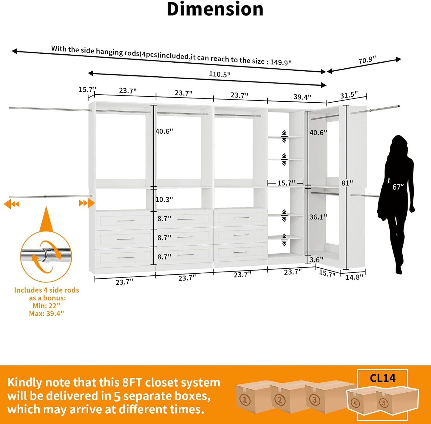 Luxury White Corner Closet Organizer System