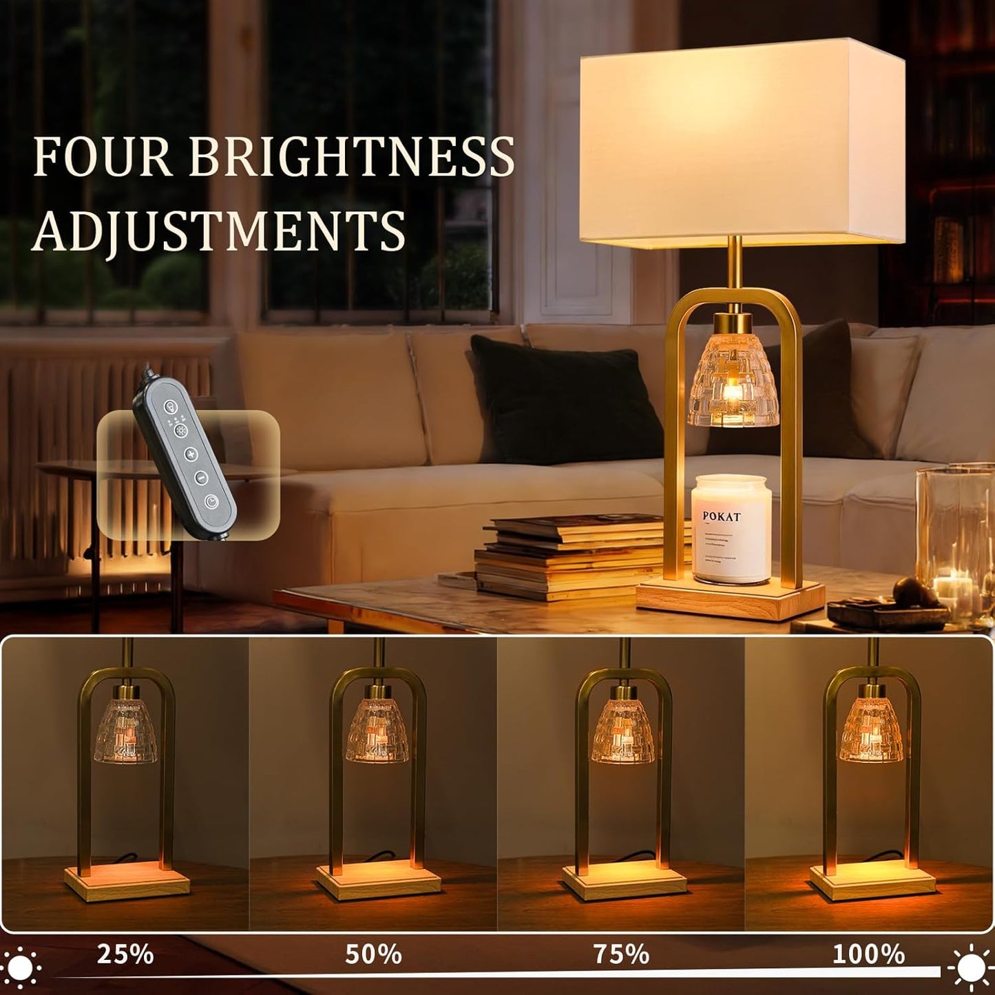 Modern Gold Candle Warmer Lamp Set (comes in single too) | Dimmable Was Melting Table Lamps with Timer
