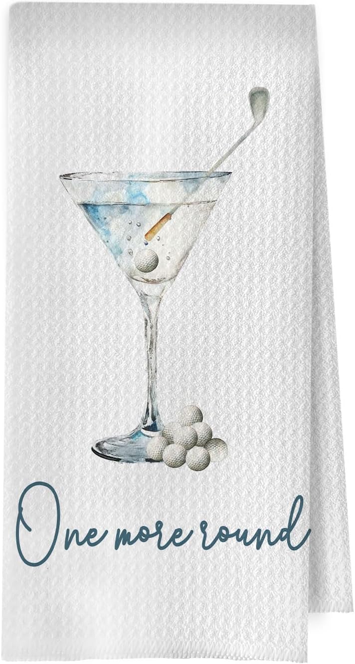 One More Round Golf Cocktail Kitchen Towel