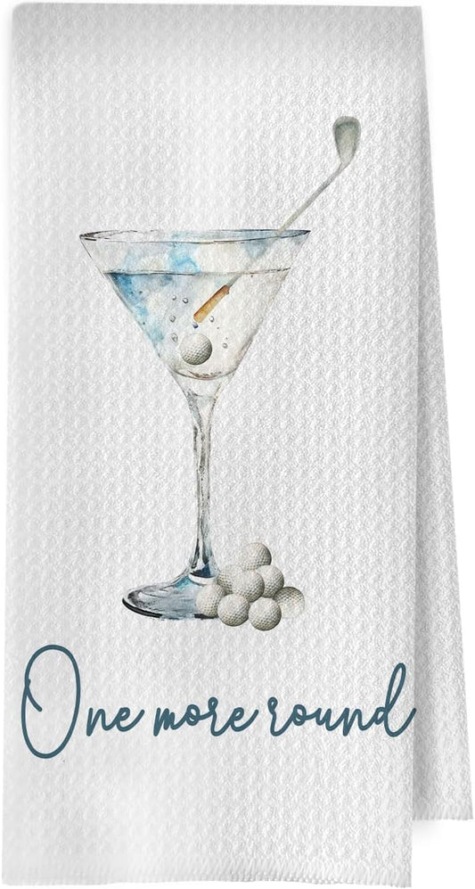 One More Round Golf Cocktail Kitchen Towel