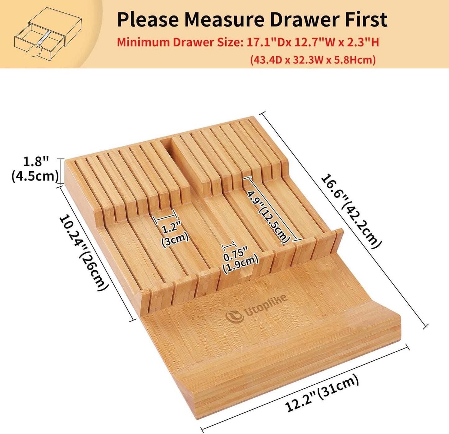 Bamboo Knife Drawer Organizer | Elegant Kitchen Storage Solution