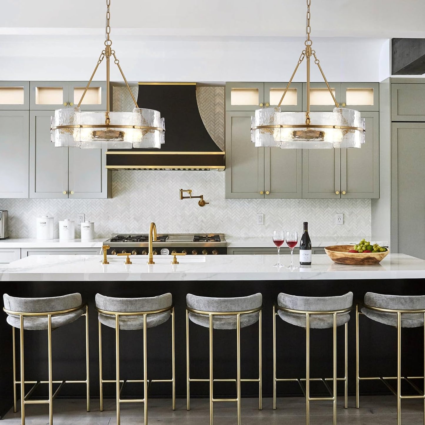 Farmhouse Round Muted Golden Chandelier 22"