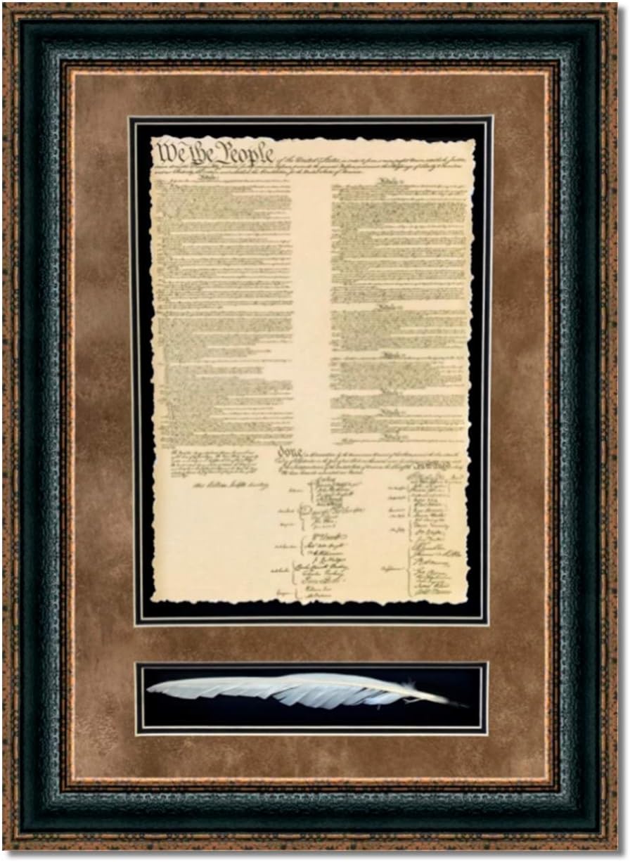 Constitution Wall Art | Framed U.S. Constitution with Quill Pen