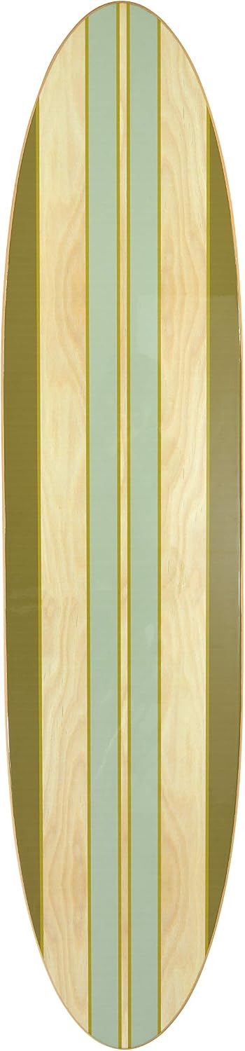 Vintage Green Stripe Surfboard Wood Wall Decor