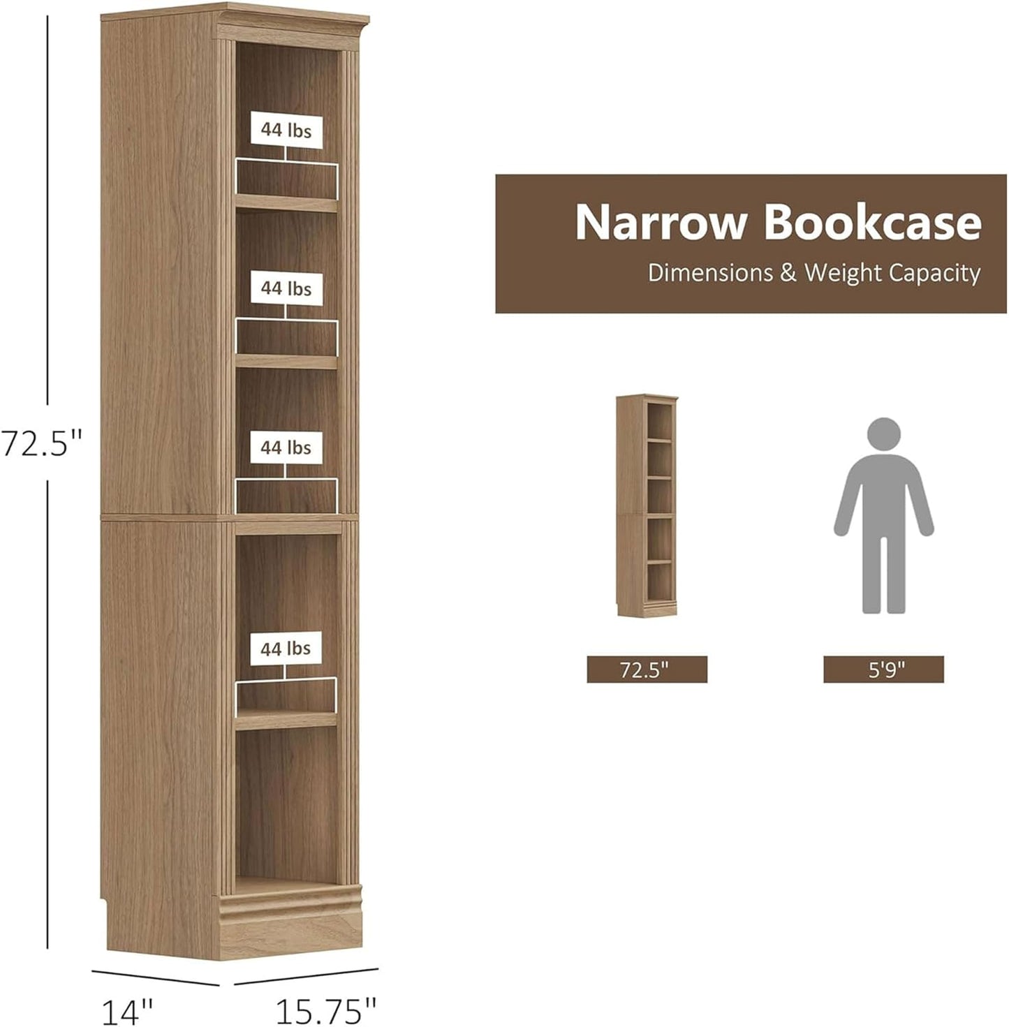 Slim Oak Book & Storage Tower
