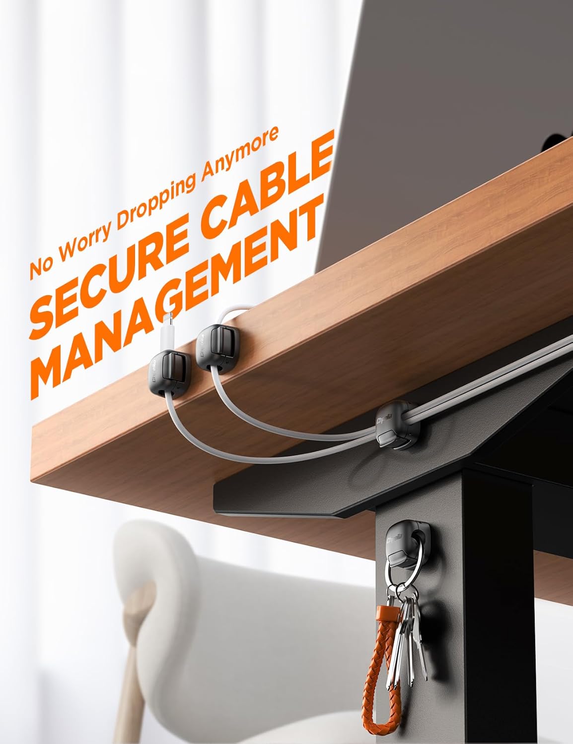 6 Pack Cable Organizer Clips for Desk & Nightstand
