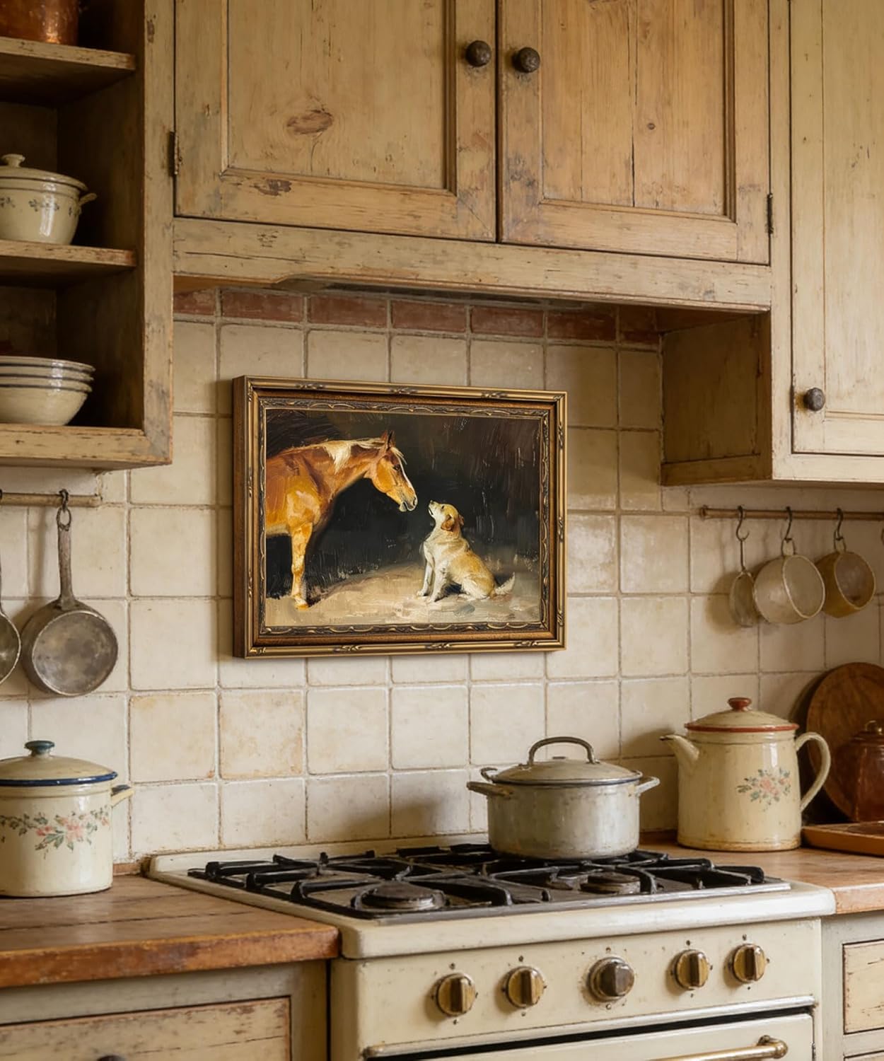 Vintage Horse & Dog Framed Wall Art