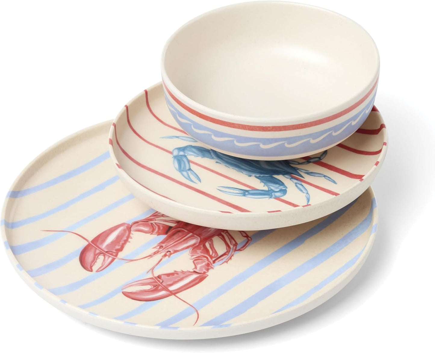 Coastal Lobster & Crab Melamine Dinnerware Set