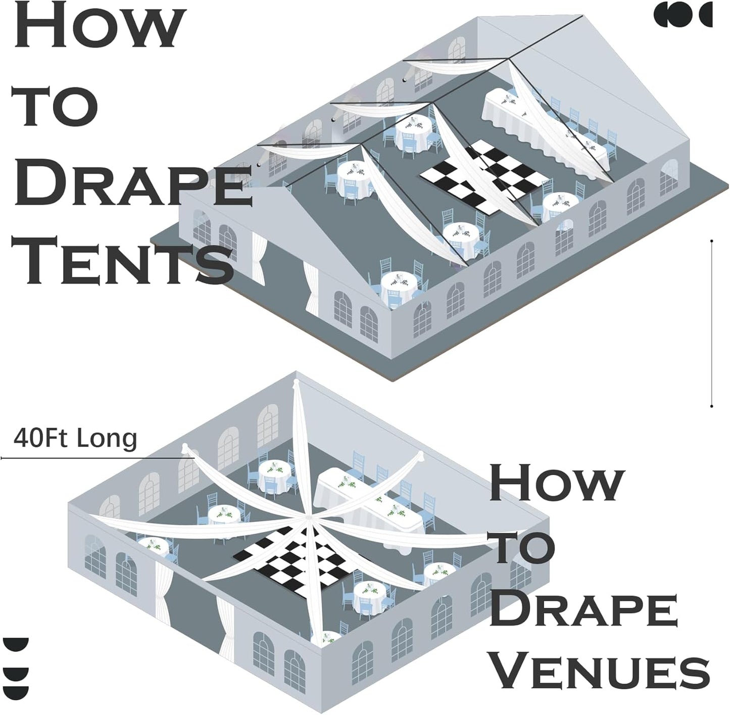 Elegant Ivory Ceiling Drapes for Wedding and Events