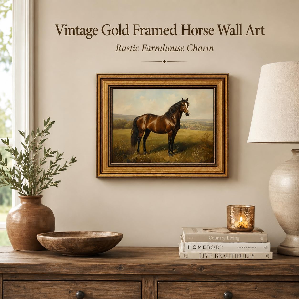 Vintage Framed Horse Wall Art
