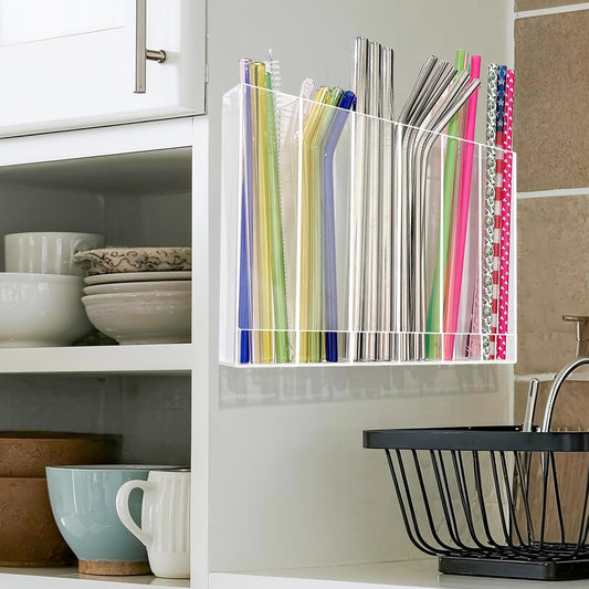 Acrylic Straw Organizer for Cabinet Doors
