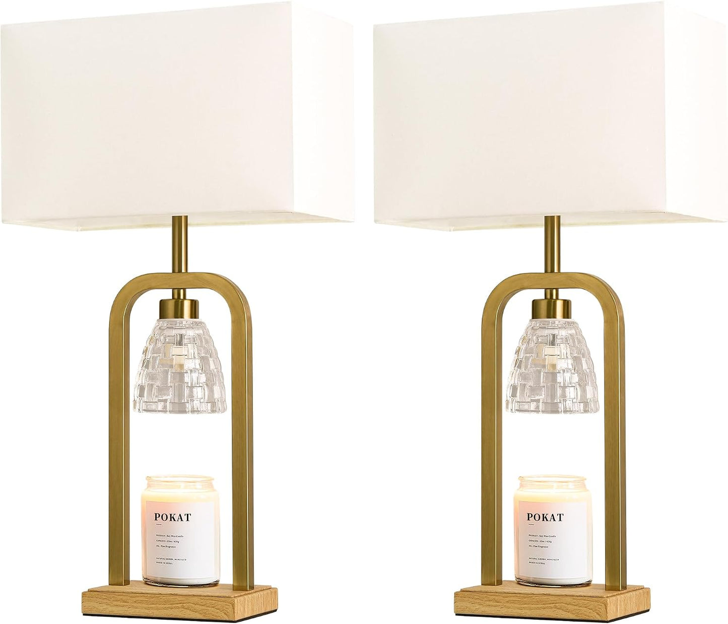 Modern Gold Candle Warmer Lamp Set (comes in single too) | Dimmable Was Melting Table Lamps with Timer