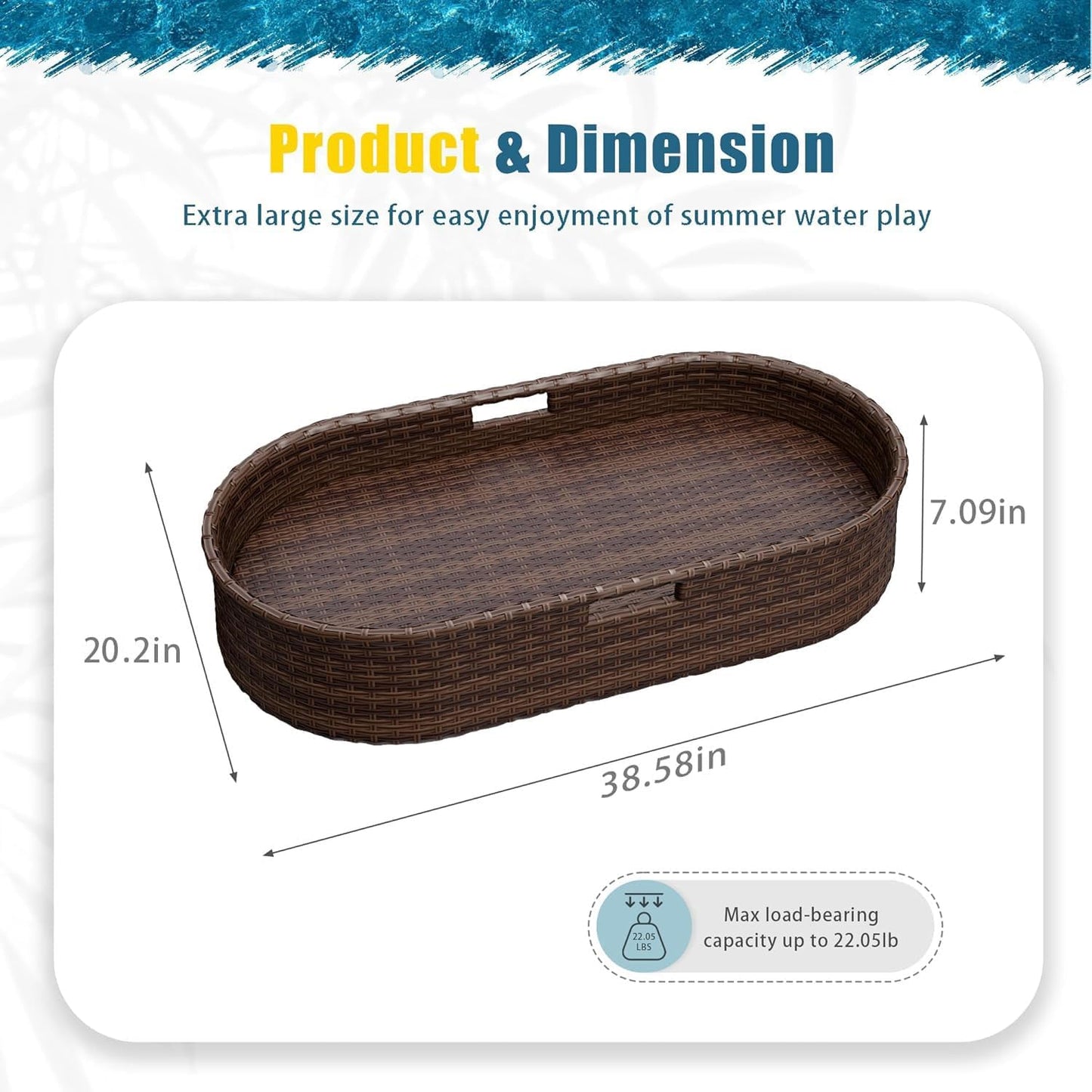 Large Wicker Floating Pool Tray