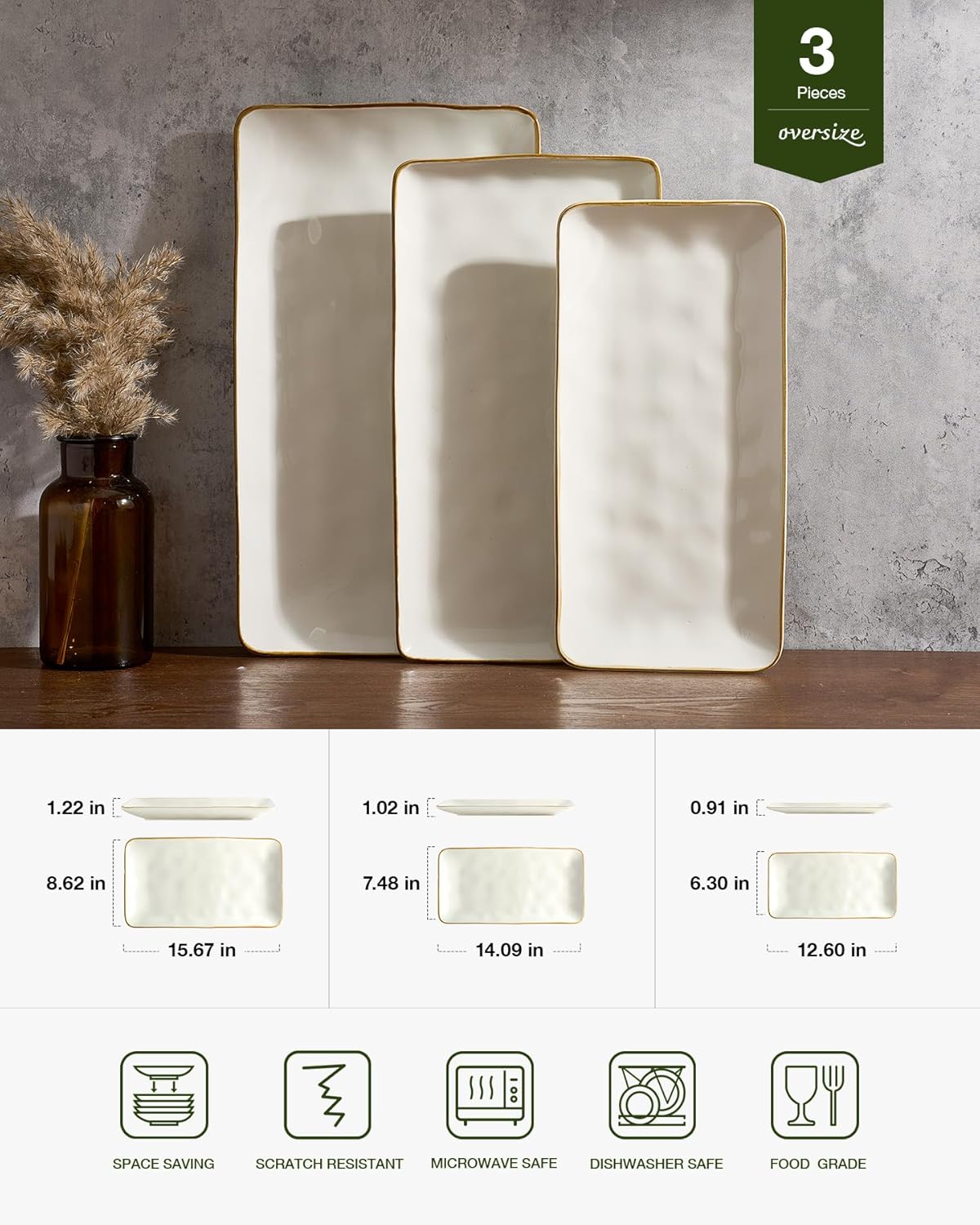 Farmhouse Stoneware Serving Platter Set
