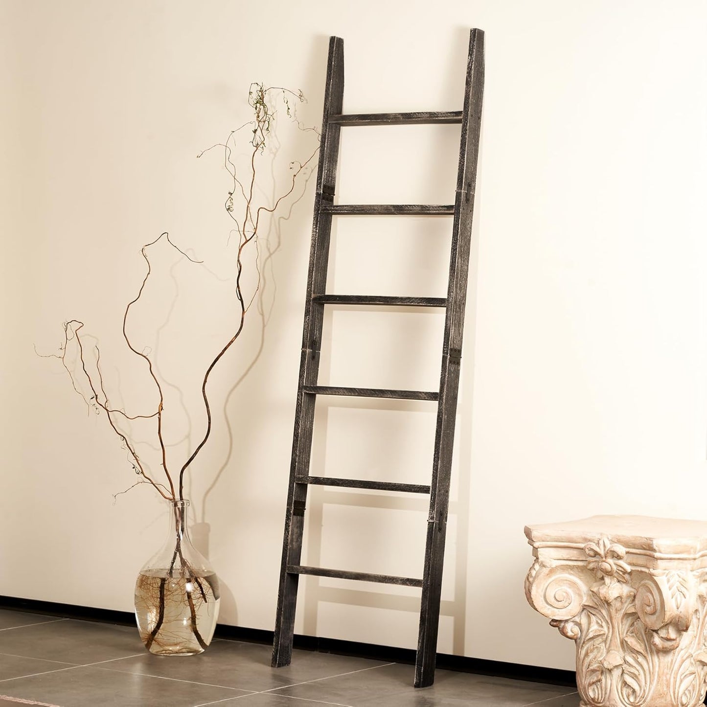 Rustic Wooden Blanket Ladder | Farmhouse Living Room Decor