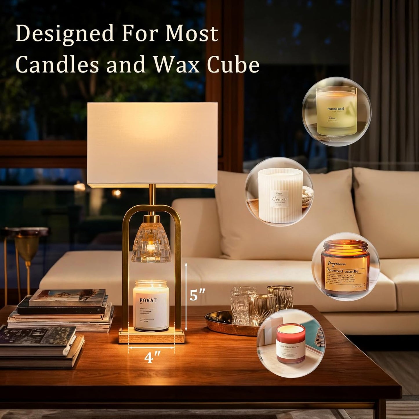 Modern Gold Candle Warmer Lamp Set (comes in single too) | Dimmable Was Melting Table Lamps with Timer