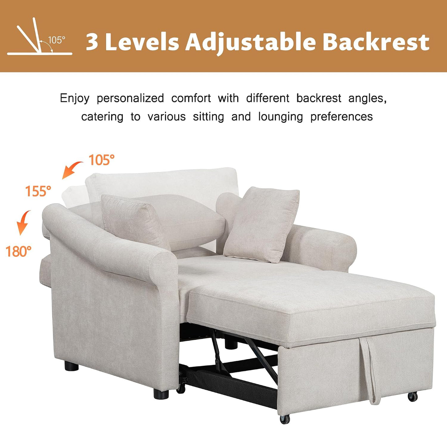 3-n-1 Convertible Sleeper Chair for Small Spaces