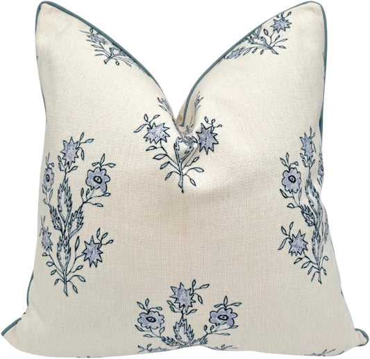 Blue & White Granmillennial Floral Throw Pillow Cover | Cottage & Traditional Accent Pillow