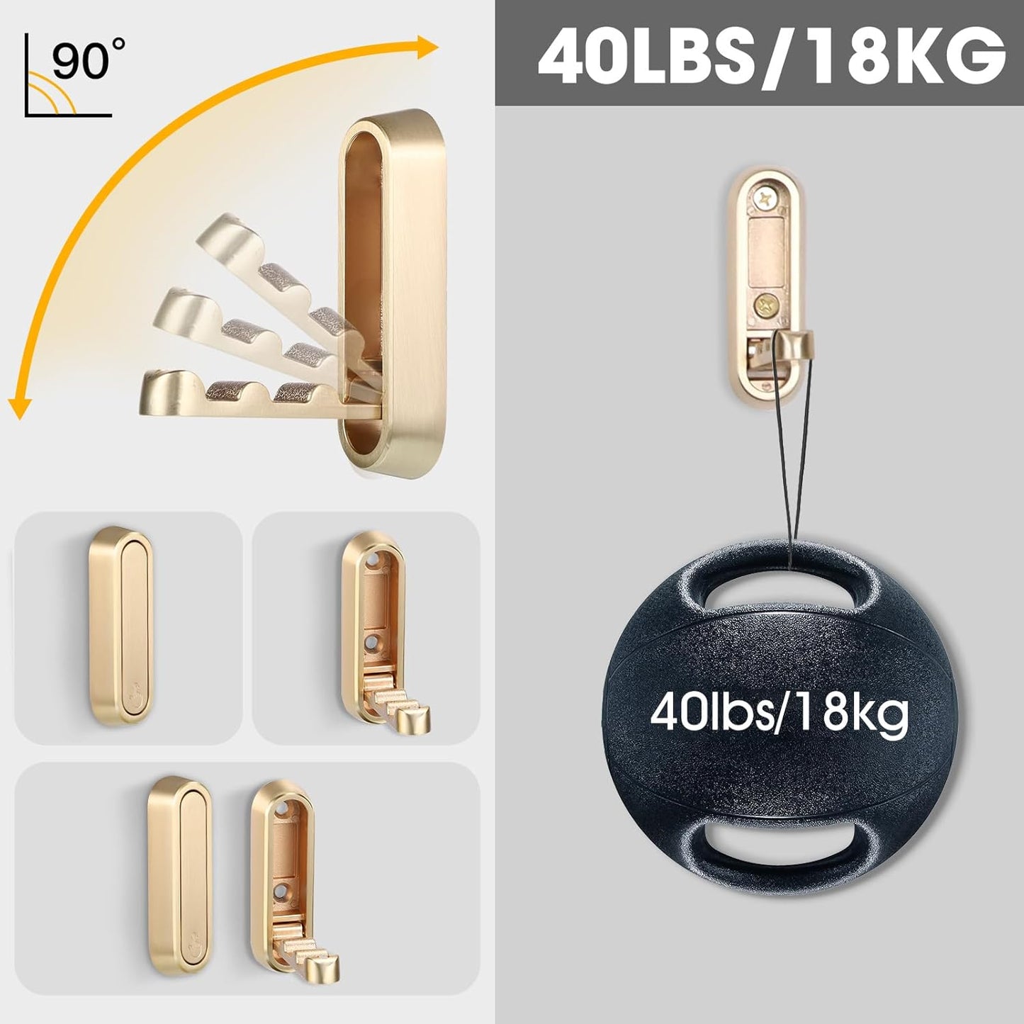 Foldable Gold Wall Hooks